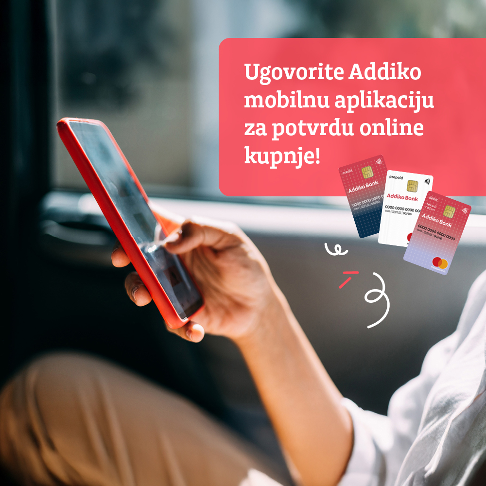 Potvrda online kupnje u Addiko mobilnoj aplikaciji